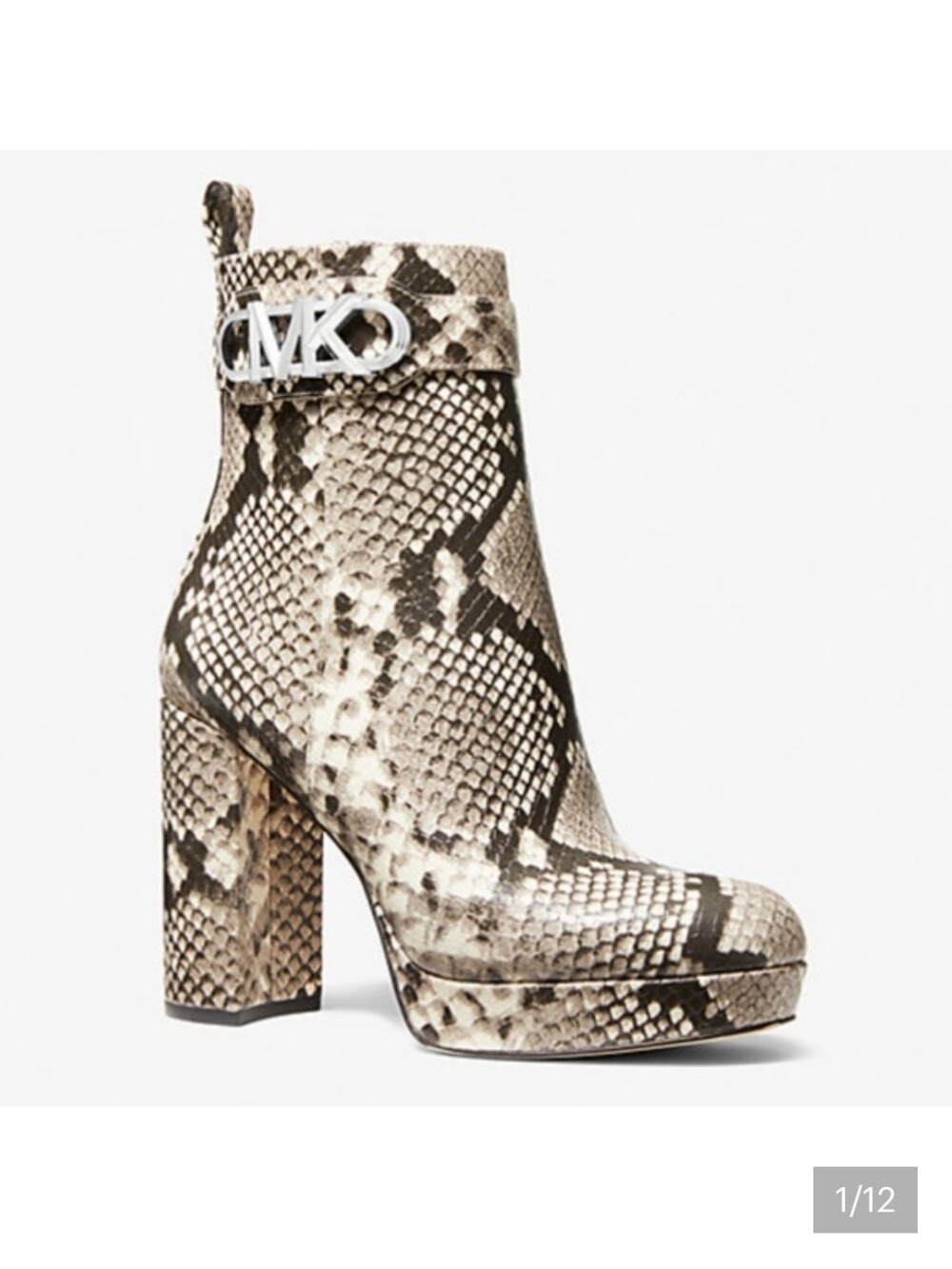 MICHAEL Michael Kors Snake-Print Platform Ankle Boot in Neutral/Taupe